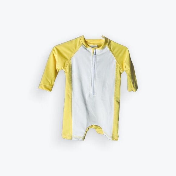 Preloved Cuddle Club White and Yellow Swimsuit - Size 6-12 Months - Picture 1 of 2